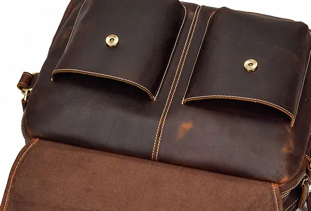 Genuine Leather Messenger Bag Cool Chest Bag Crossbody Bag Travel Bag Hiking Bag for men