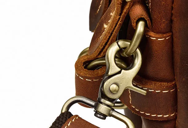Genuine Leather Messenger Bag Cool Chest Bag Crossbody Bag Travel Bag Hiking Bag for men