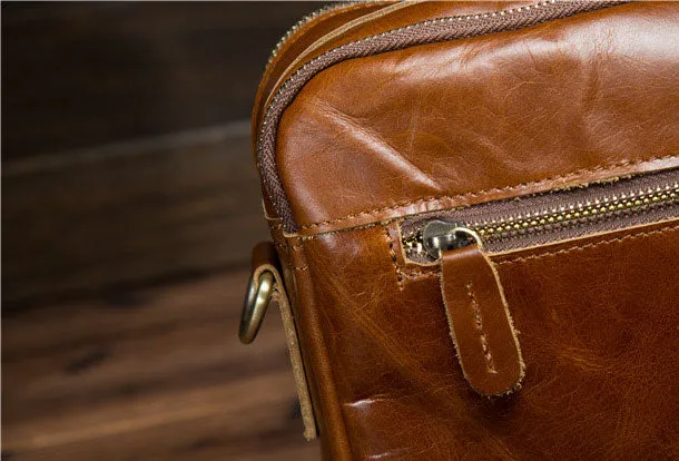 Genuine Leather Messenger Bag Cool Chest Bag Crossbody Bag Travel Bag Hiking Bag for men