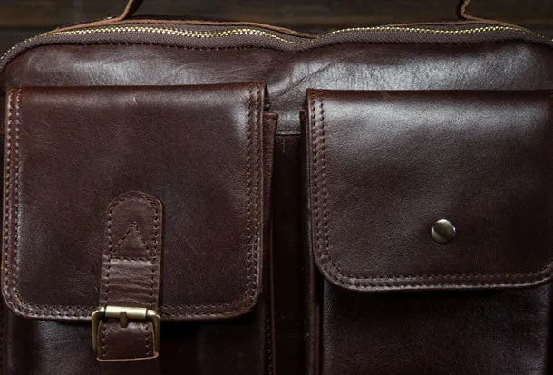 Genuine Leather Messenger Bag Cool Chest Bag Crossbody Bag Travel Bag Hiking Bag for men