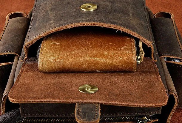Genuine Leather Messenger Bag Cross Body Cool Chest Bag Sling Bag Travel Bag Hiking Bag For Men