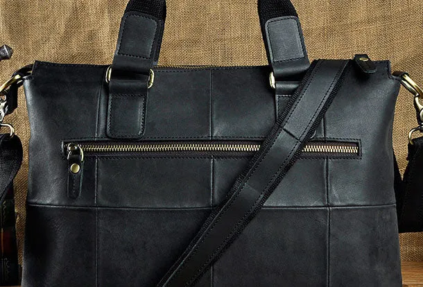 Genuine Vintage Coffee Leather Cool Messenger Bag Briefcase Bag Shoulder Bag For Men