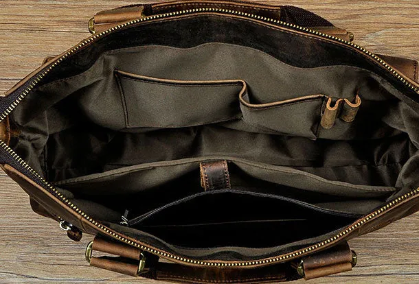 Genuine Vintage Coffee Leather Cool Messenger Bag Briefcase Bag Shoulder Bag For Men