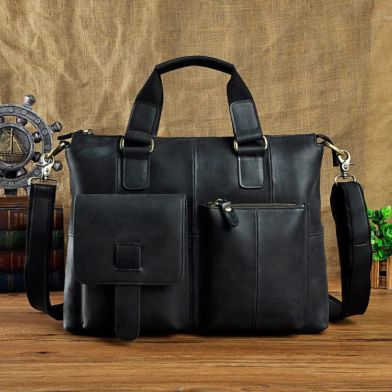 Genuine Vintage Coffee Leather Cool Messenger Bag Briefcase Bag Shoulder Bag For Men