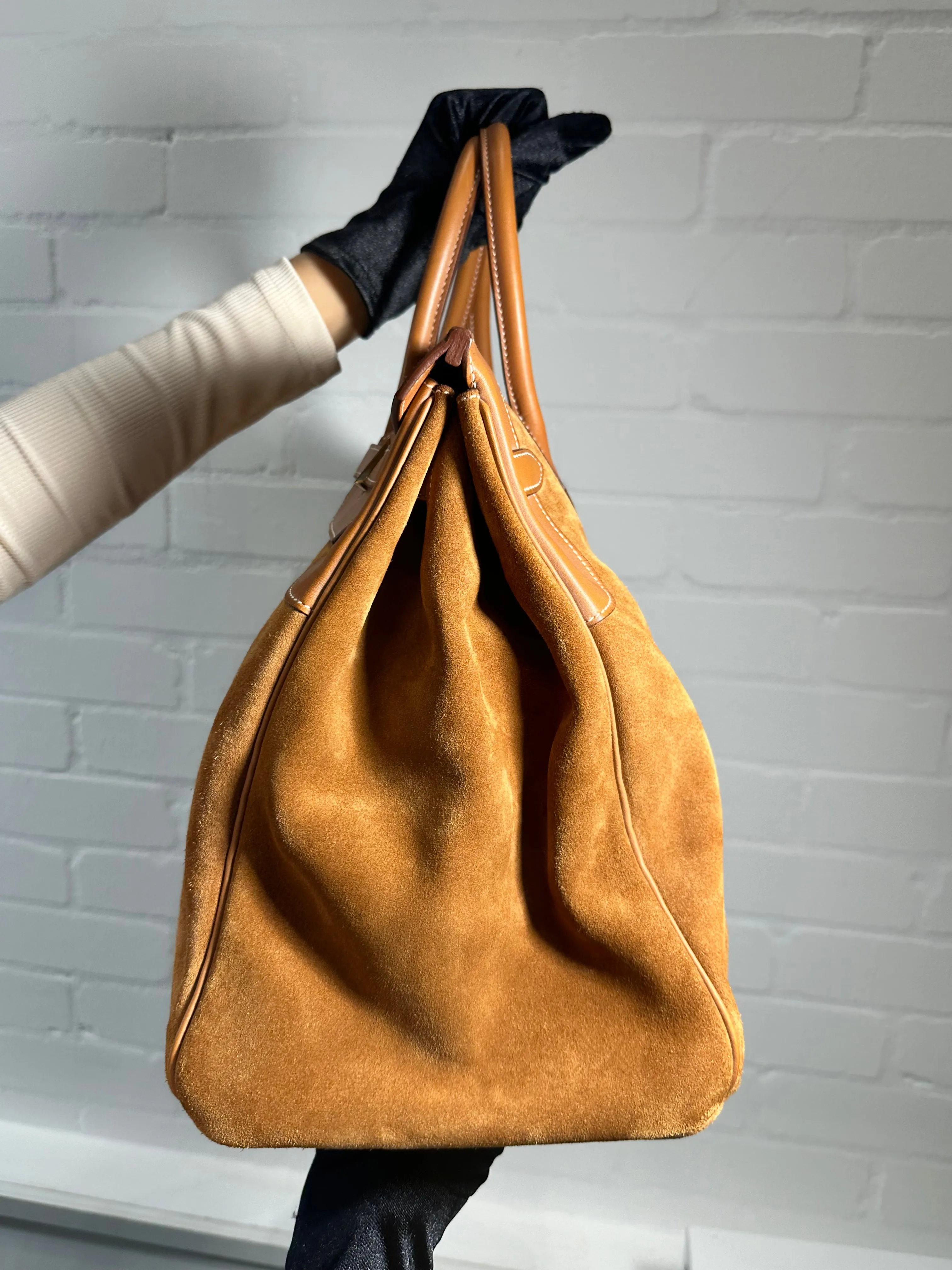 Gold Suede Grizzly Birkin 40 GHW