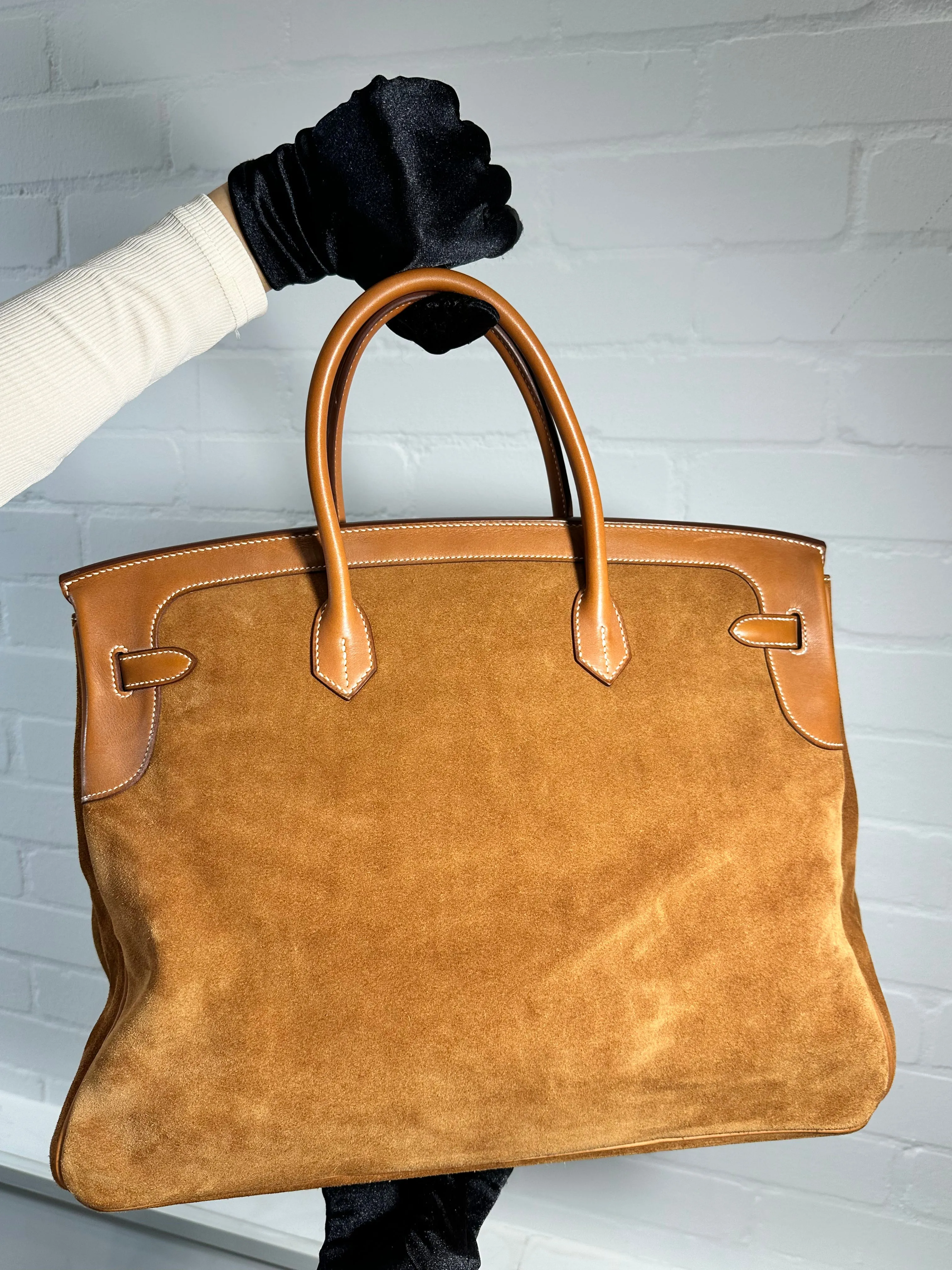 Gold Suede Grizzly Birkin 40 GHW