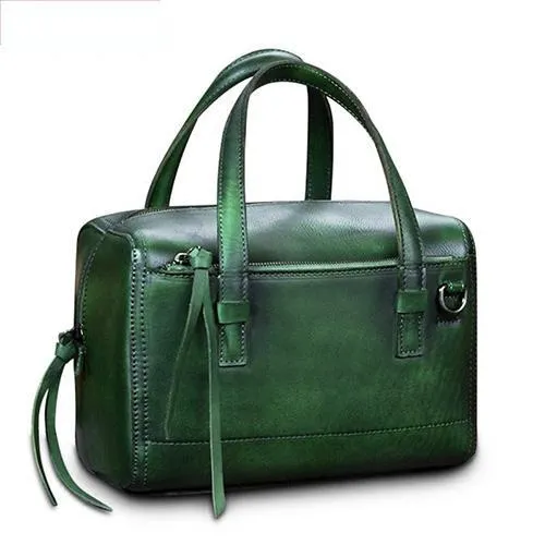 Gray Vintage Leather Ladies Doctors Handbag Brown Doctor Style Shoulder Bag Purse for Women