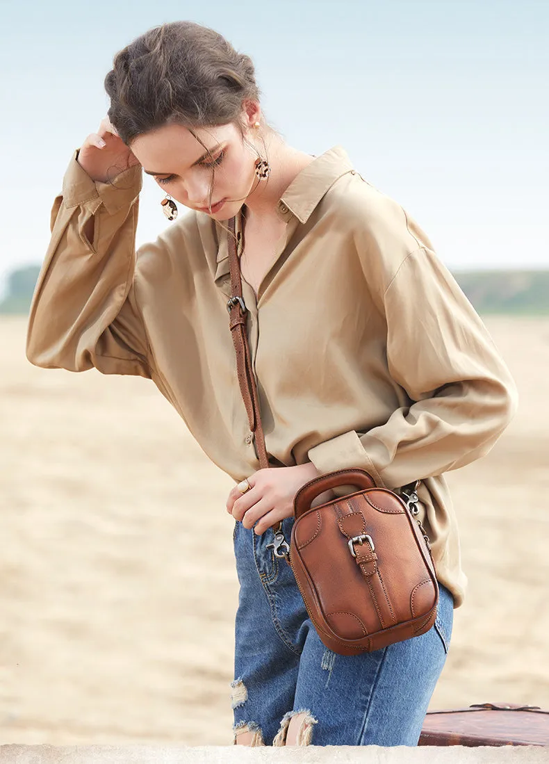 Green Leather Womens Small Vertical Shoulder Bag Small Handmade Crossbody Handbag Purse for Ladies
