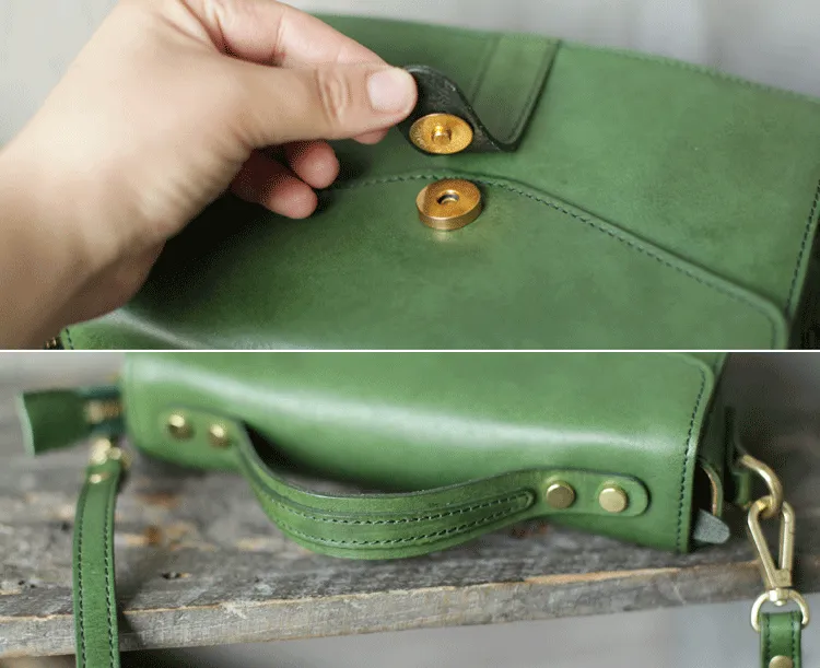 Green Womens Leather Satchel Side Bag Handbag Womens Leather Satchel Shoulder Bag Small Crossbody Bag