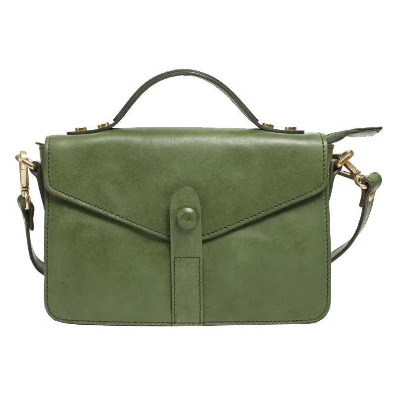 Green Womens Leather Satchel Side Bag Handbag Womens Leather Satchel Shoulder Bag Small Crossbody Bag