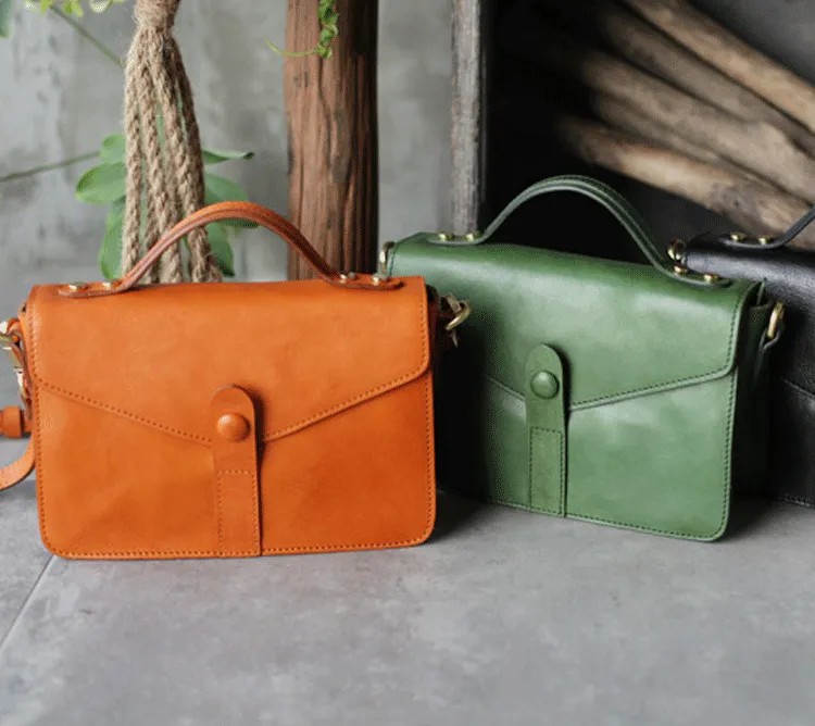 Green Womens Leather Satchel Side Bag Handbag Womens Leather Satchel Shoulder Bag Small Crossbody Bag