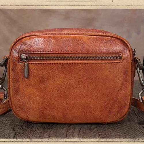 Grey Vintage Mens Leather Small Messenger Bag Side Bag Postman Bag Courier Bag for Men