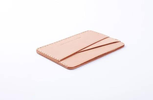 Handmade Beige Black Leather Women Men Small Card Holder Card Wallet for Men Women