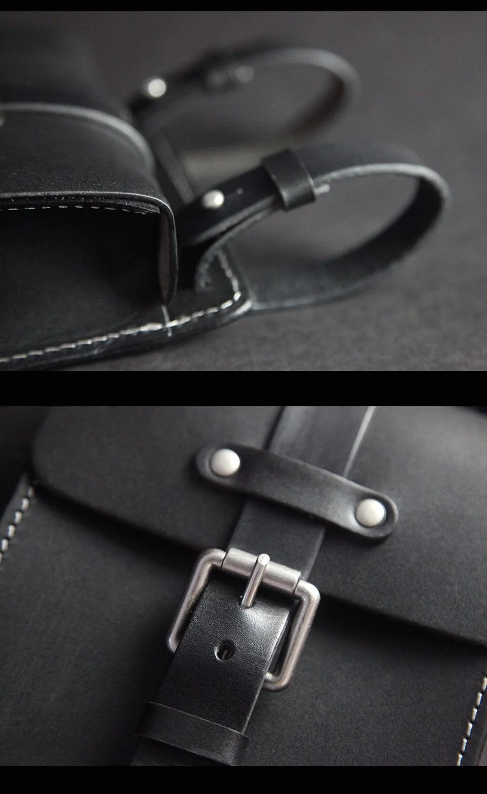 Handmade Black Brown Leather Mens Waist Bag Belt Pouch Phone Hip Bag For Men