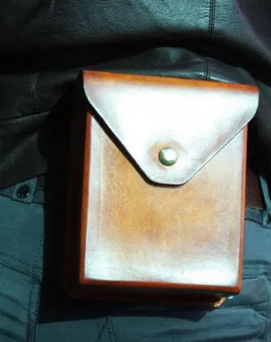 Handmade Brown Leather Belt Pouch Mens Waist Bag CIGARETTE Pouch for Men