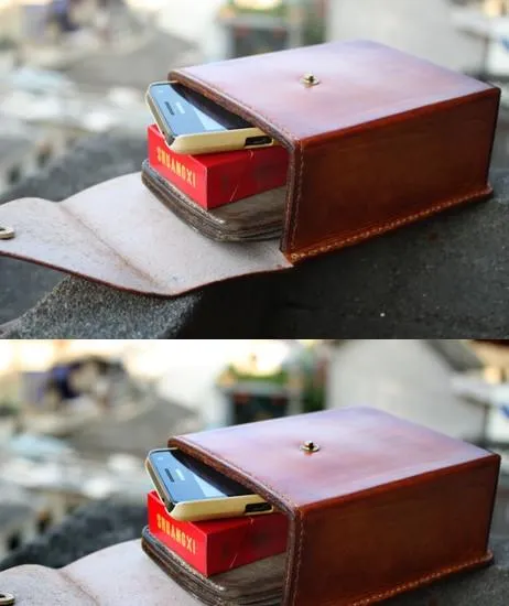Handmade Brown Leather Belt Pouch Mens Waist Bag CIGARETTE Pouch for Men