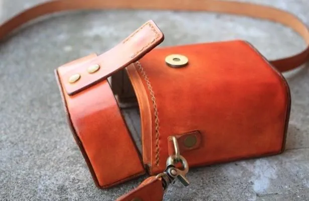 Handmade Brown Leather Mens Small Box Bag Shoulder Bag Messenger Bag for Men