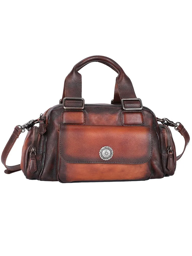 Handmade Coffee Leather Womens Vintage Handbag Best Shoulder Bag Vintage Crossbody Purses for Ladies