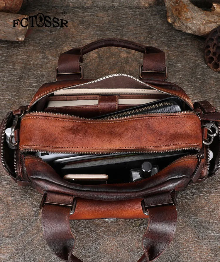 Handmade Coffee Leather Womens Vintage Handbag Best Shoulder Bag Vintage Crossbody Purses for Ladies