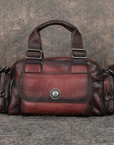 Handmade Coffee Leather Womens Vintage Handbag Best Shoulder Bag Vintage Crossbody Purses for Ladies