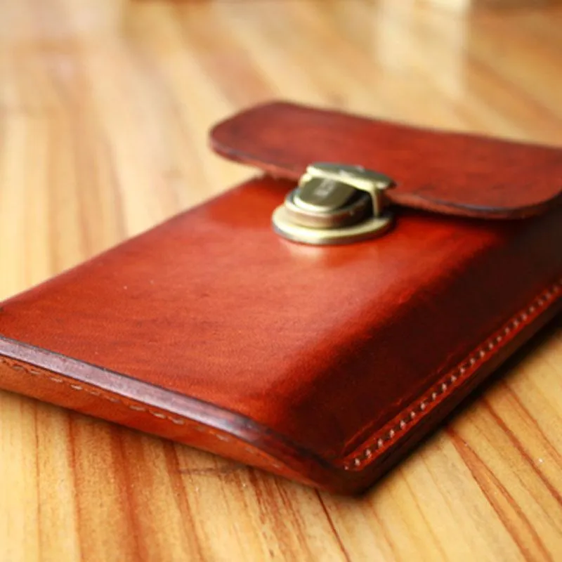Handmade Cool Leather Belt Pouch Mens Waist Bag Cell Phone Holsters for Men