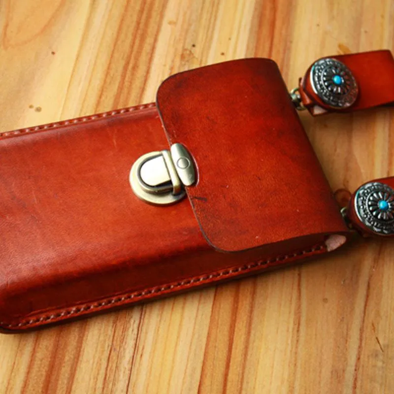 Handmade Cool Leather Belt Pouch Mens Waist Bag Cell Phone Holsters for Men