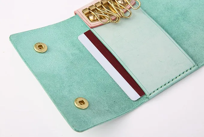 Handmade Cute LEATHER Womens Small Card Key Wallet Leather Key Wallet FOR Women