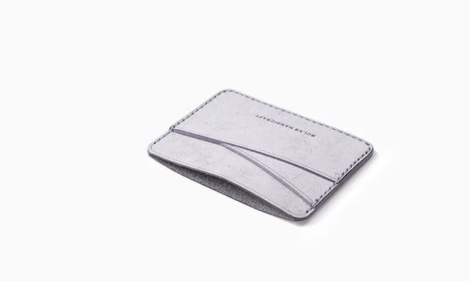 Handmade Cute Pink Gray Leather Women Small Card Holder Card Wallet for Men