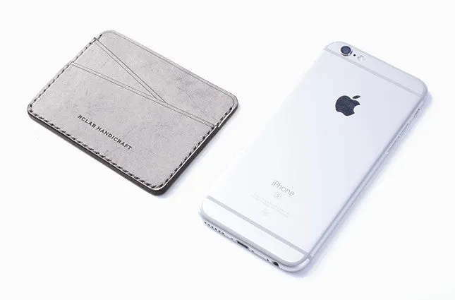 Handmade Cute Pink Gray Leather Women Small Card Holder Card Wallet for Men