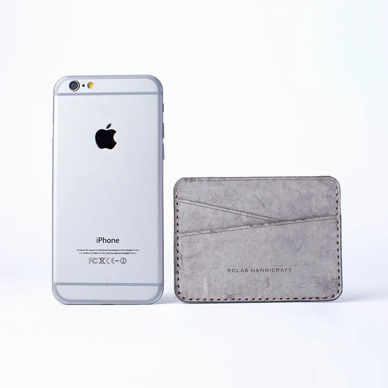 Handmade Cute Pink Gray Leather Women Small Card Holder Card Wallet for Men