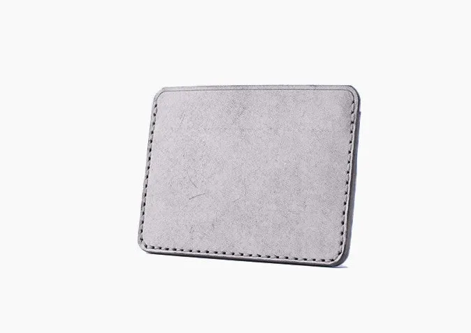 Handmade Cute Pink Gray Leather Women Small Card Holder Card Wallet for Men