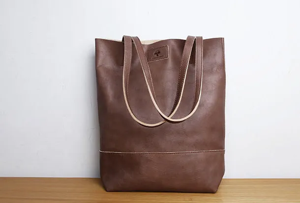 Handmade Genuine Leather Handbag Tote Bag Shopper Bag Shoulder Bag Purse For Women