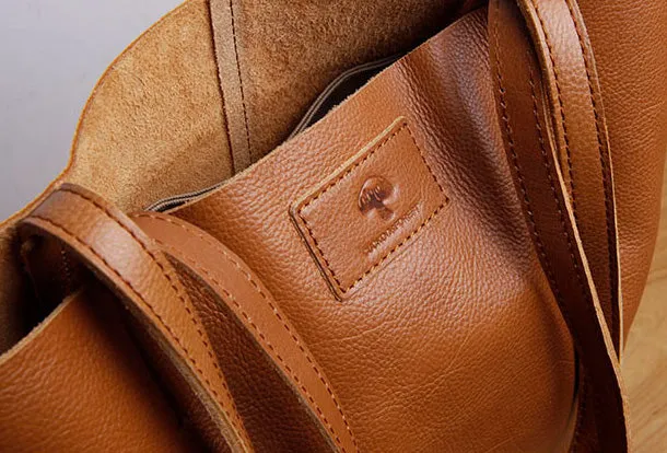Handmade Genuine Leather Handbag Tote Bag Shopper Bag Shoulder Bag Purse For Women