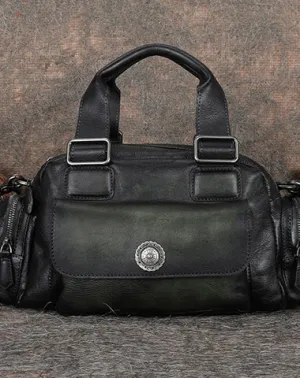 Handmade Green Leather Womens Vintage Handbag Best Shoulder Bag Vintage Crossbody Purses for Ladies