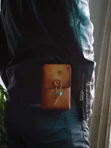 Handmade Leather Belt Pouch Mens Waist Bag CIGARETTE Pouch for Men