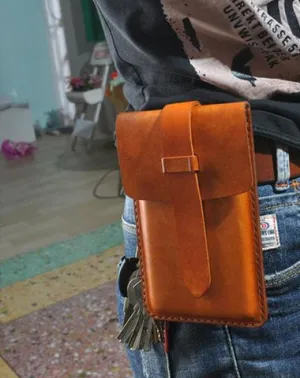Handmade Leather Belt Pouch Mens Waist Bag Phone holsters for Men