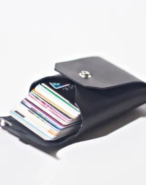 Handmade LEATHER Black Womens Small Card Wallet Leather Change Wallet FOR Women