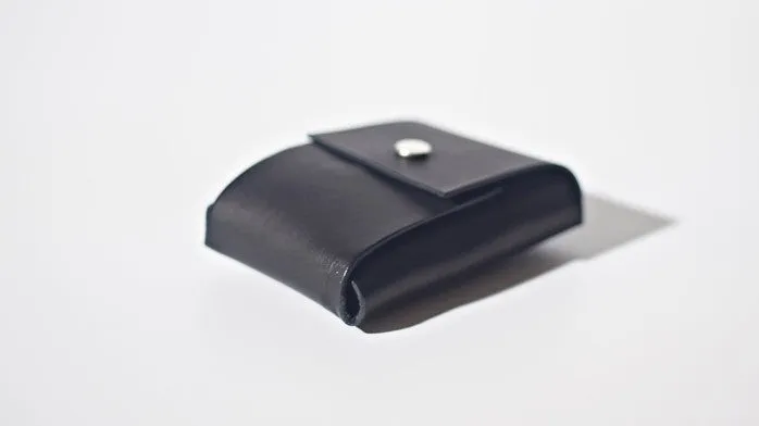 Handmade LEATHER Black Womens Small Card Wallet Leather Change Wallet FOR Women