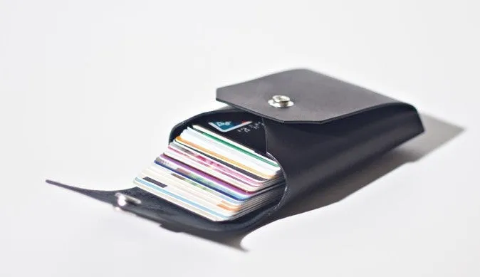 Handmade LEATHER Black Womens Small Card Wallet Leather Change Wallet FOR Women