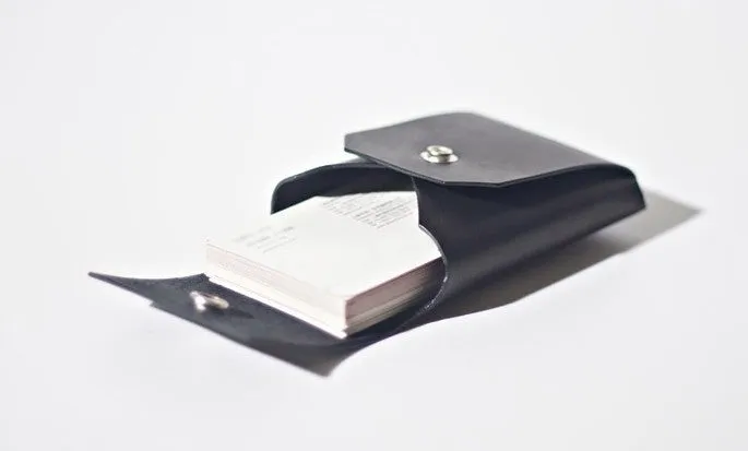Handmade LEATHER Black Womens Small Card Wallet Leather Change Wallet FOR Women
