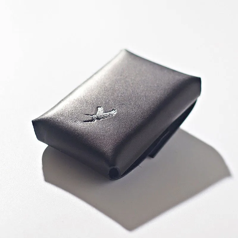 Handmade LEATHER Black Womens Small Card Wallet Leather Change Wallet FOR Women