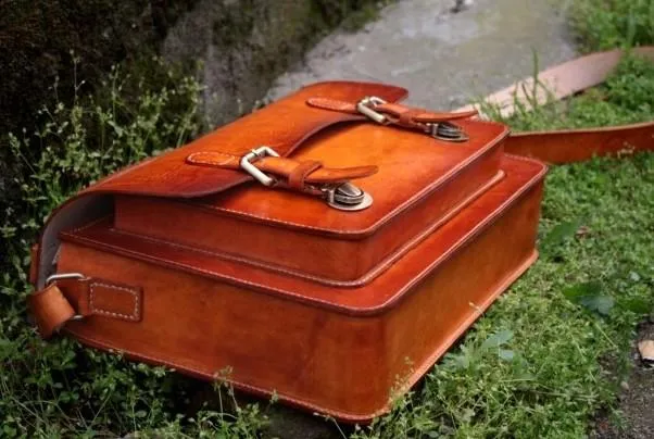 Handmade Leather Cool Mens Brown Briefcase Messenger Bag School Bag for men