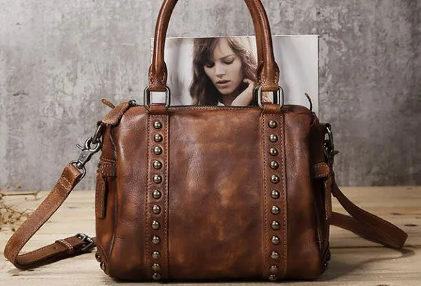 Handmade Leather handbag purse shoulder bag for women leather shopper bag