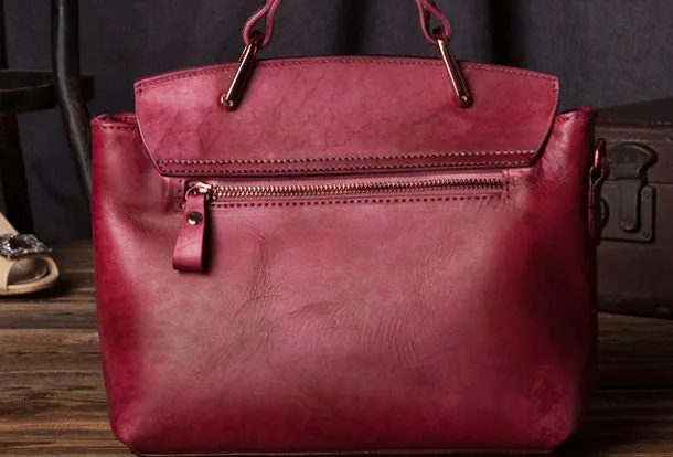 Handmade Leather handbag purse shoulder bag for women leather shopper bag
