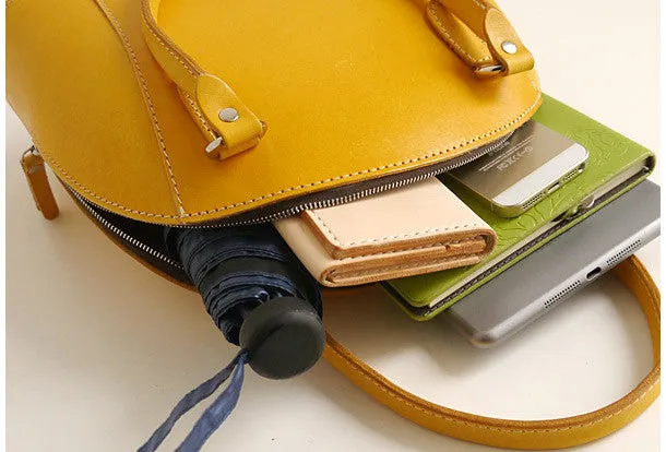 Handmade Leather handbag shoulder bag yellow brown for women leather shoulder bag