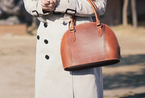 Handmade Leather handbag shoulder bag yellow brown for women leather shoulder bag