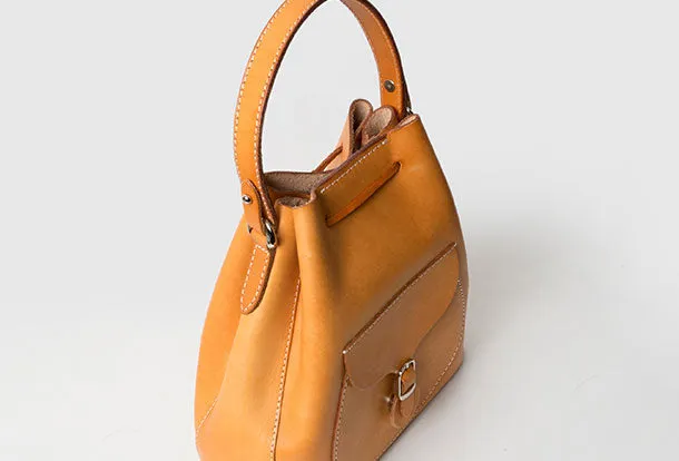 Handmade Leather handbag shoulder bag yellow brown for women leather shoulder bag