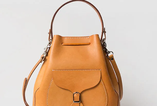 Handmade Leather handbag shoulder bag yellow brown for women leather shoulder bag
