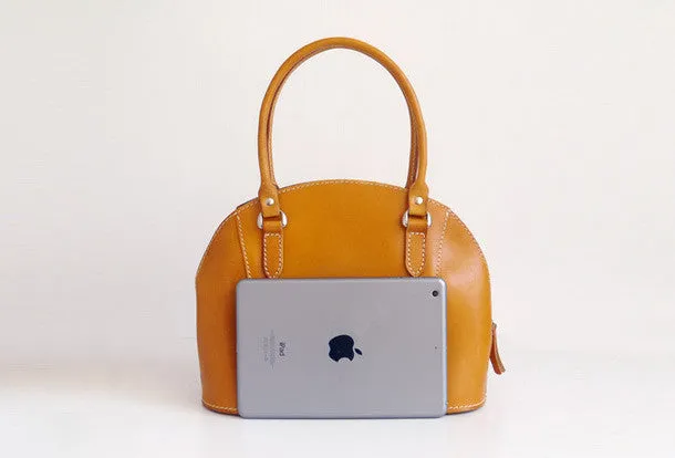 Handmade Leather handbag shoulder bag yellow brown for women leather shoulder bag