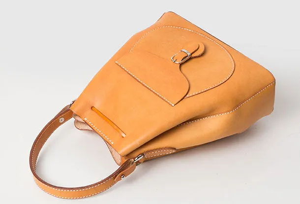 Handmade Leather handbag shoulder bag yellow brown for women leather shoulder bag